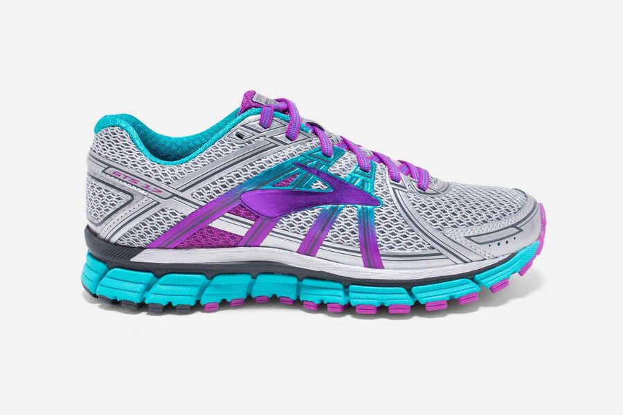 Brooks Adrenaline GTS 17 Womens UK - Trail Running Shoes - Grey/Purple 578-FEHDJQ